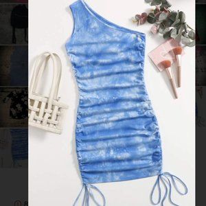 Shein , 2x or 3x , Blue ad white tie dye dress